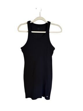Alo Yoga Black Ribbed Tank Dress Large Built In Shelf Bra Bodycon
